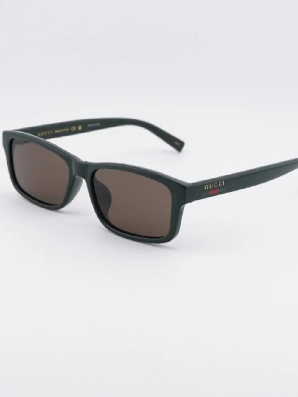 Gucci GG1986SA 003 Sunglasses Green Rectangle Frame, Brown Lenses